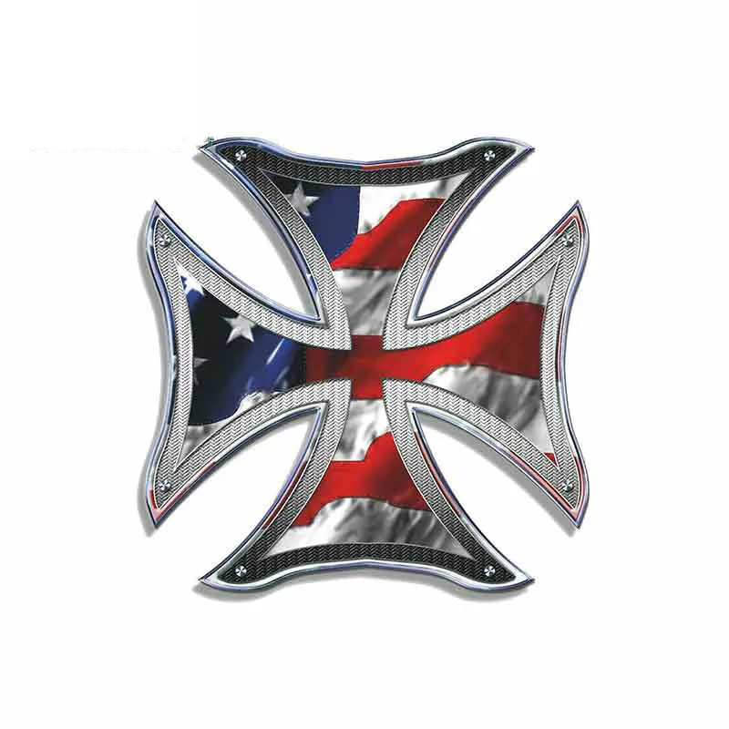 

Interesting Personality Cross Flag Car Stickers Accessories Motorcycle Cover Refrigerator Scratches Waterproof PVC 13cm X12cm