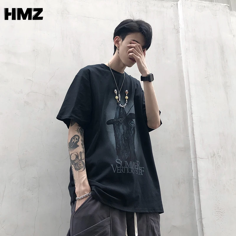 Футболка HMZ мужская с коротким рукавом брендовая хлопковая рубашка оверсайз