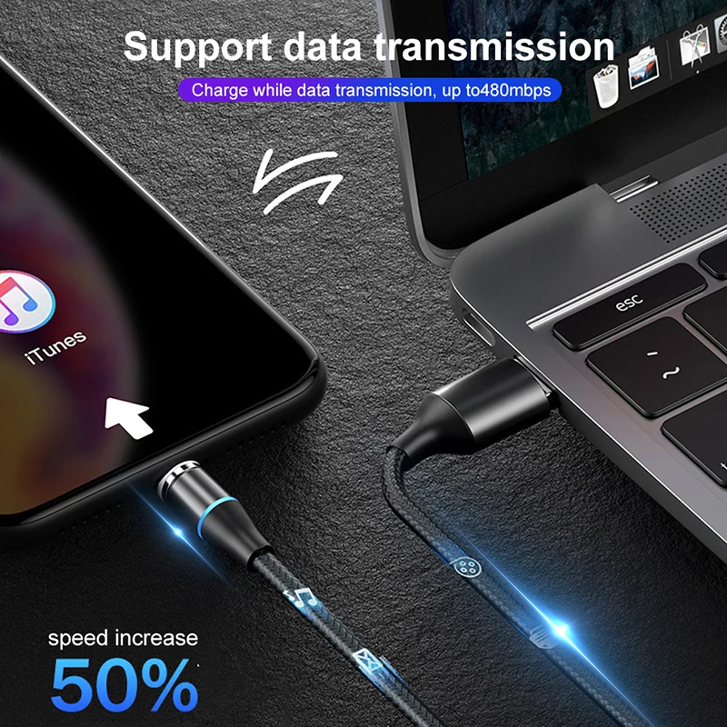 Магнитный USB кабель 3 А для быстрой зарядки Micro Type C поддержка передачи данных Kable