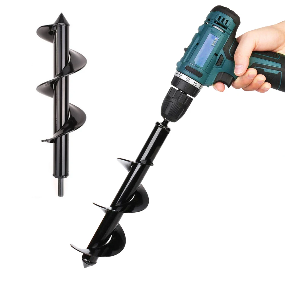 

Tool Plant drill Black Accessory 8*60cm Garden Auger Power Spiral Drill Bit