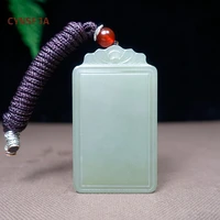 cynsfja new real certified natural hetian jade nephrite lucky amulets peace jade pendant light green high quality best gifts
