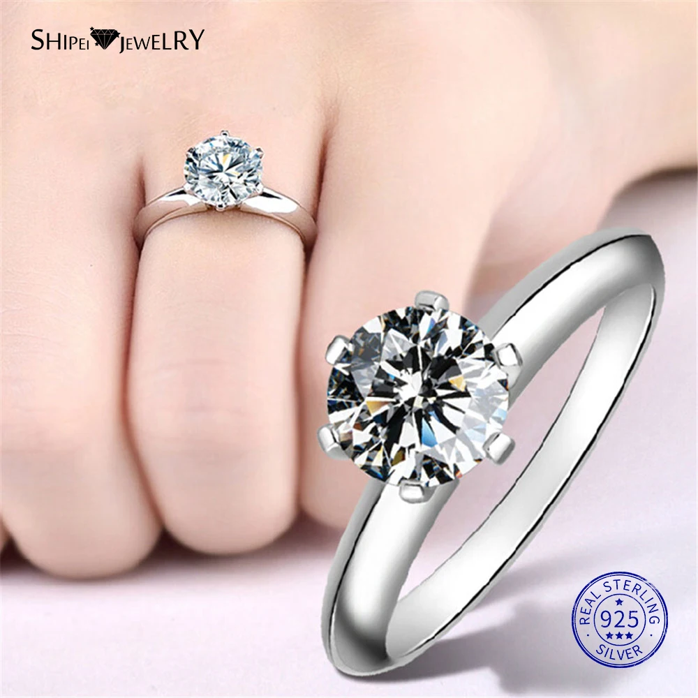 Женское Обручальное кольцо с белым сапфиром 2 карата из серебра 100% пробы|Кольца| |