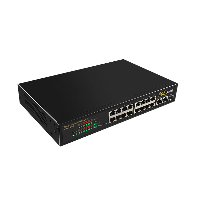 Ethernet-коммутатор TEROW 200 Вт 16 портов 10/100 м POE + 2-портовый гигабитный исходящий сигнал