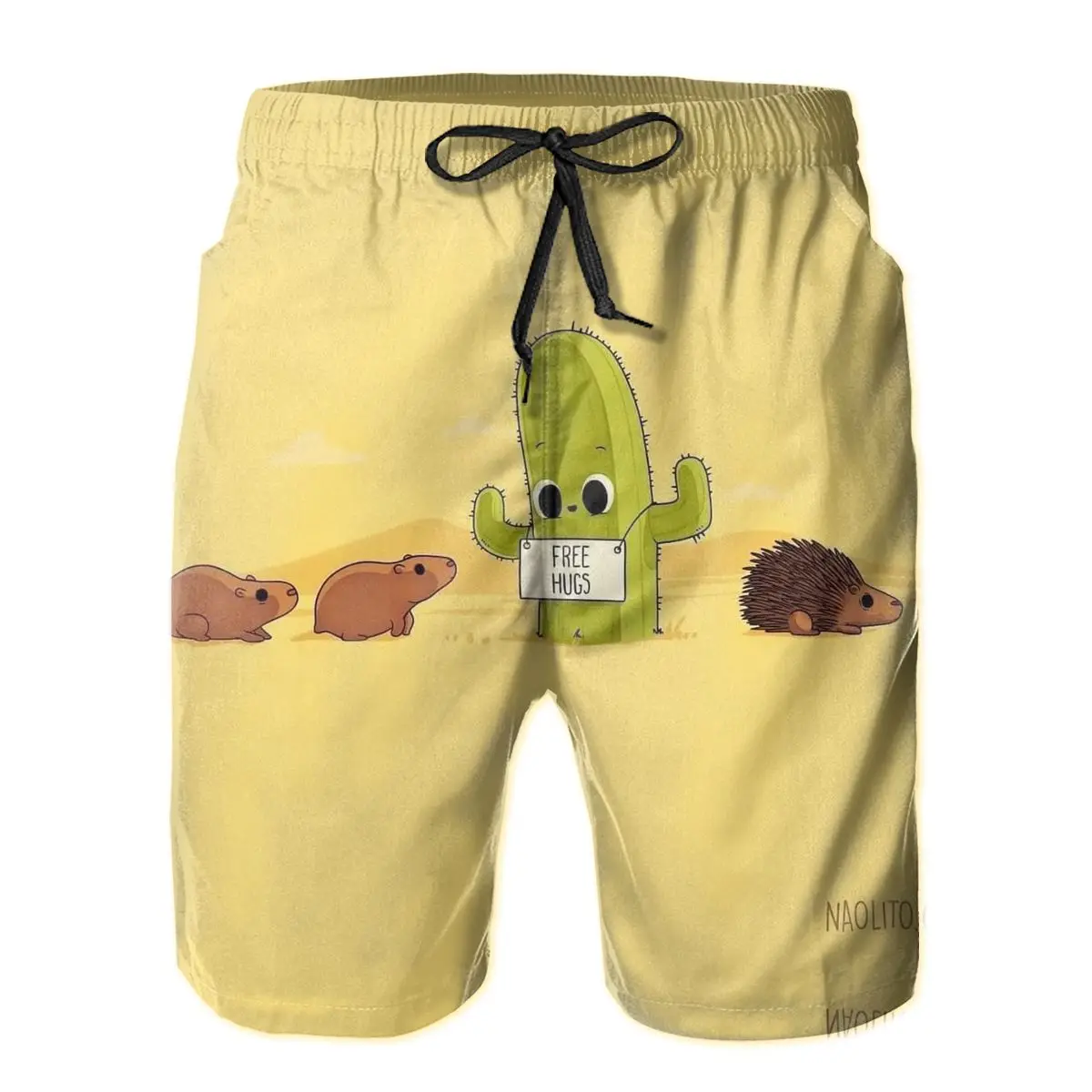 

2021 Summer Men's Cactus Board Shorts Beach High quality Brand Shorts Surfing Bermudas Masculina Print Men Boardshorts