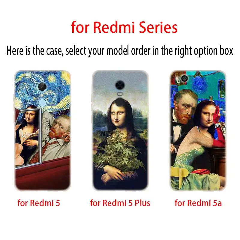 Прозрачный силиконовый чехол с забавным рисунком Ван Гога Мона Лизы для Xiaomi Redmi