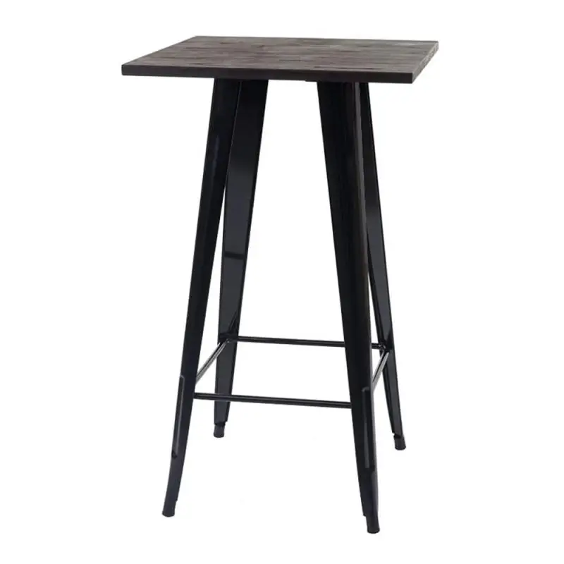 

Neoclassical Tieyi Solid Wooden Bar Table 95cm High-legged Dining Table Pine Countertop Iron Leg Coffee Dining Furniture DeskHWC