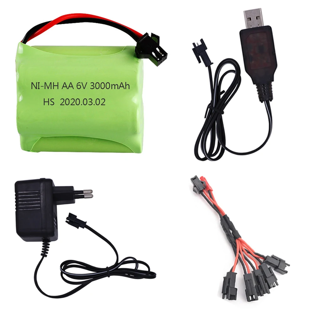 Аккумулятор и кабель 6 в 3000 мАч для радиоуправляемых автомобилей роботов танков