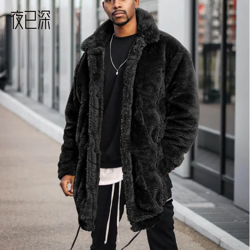 2021 European and American autumn and winter loose plush jackets to keep warm, senior faux fur casual atmospheric men's coats