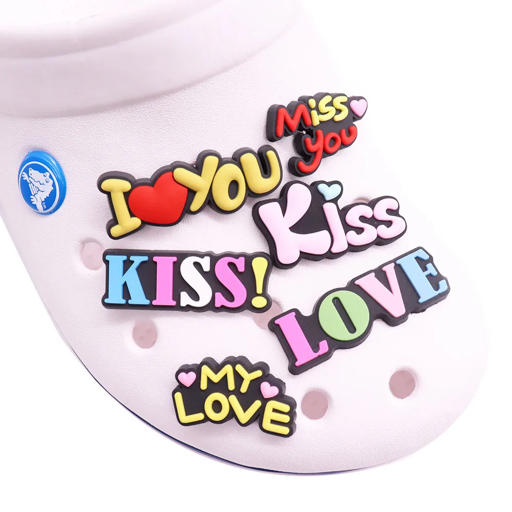 

1 шт., украшения для обуви с надписью «Miss You Kiss Love»