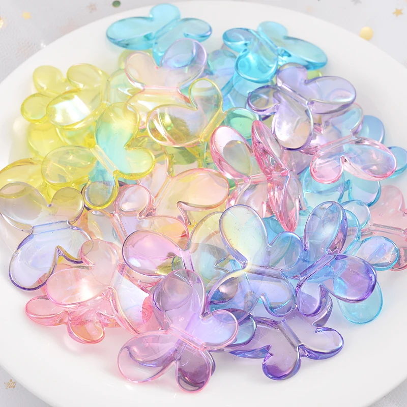

10-30Pcs Transparent Mixed Butterfly Shape Acrylic Beads 21x30mm Spacer Loose Beads For Making Jewelry DIY Bracelet Accessories