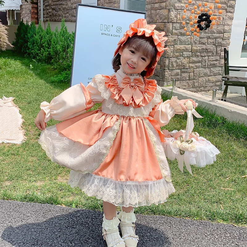 

Autumn Dress for Girls Baby Birthday Princess Party Vestidos Infantil Lace Lolita kawaii Wedding Dress Girl Bow Children Dresses