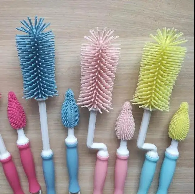 

Silicone baby bottle brush 360 degree rotating baby nipple brush straw scrubbing bottle brush cleaning brush cleaning kit