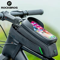 rockbros bicycle bag front tube bike phone bag touch screen saddle bag waterproof cycling frame 5 86 inch mtb bag accessories