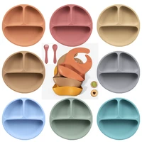 bpa free silicone baby feeding platebibs childrens tableware non slip baby spoon and fork waterproof silicone baby dishes