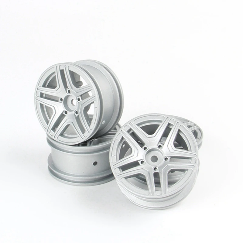 

2 Set RC Car Part: 1 Set Metal Wheel Rim Hub Rubber Tire Tyre Set & 1 Set Metal Steering Pull Rod Servo Link Rod