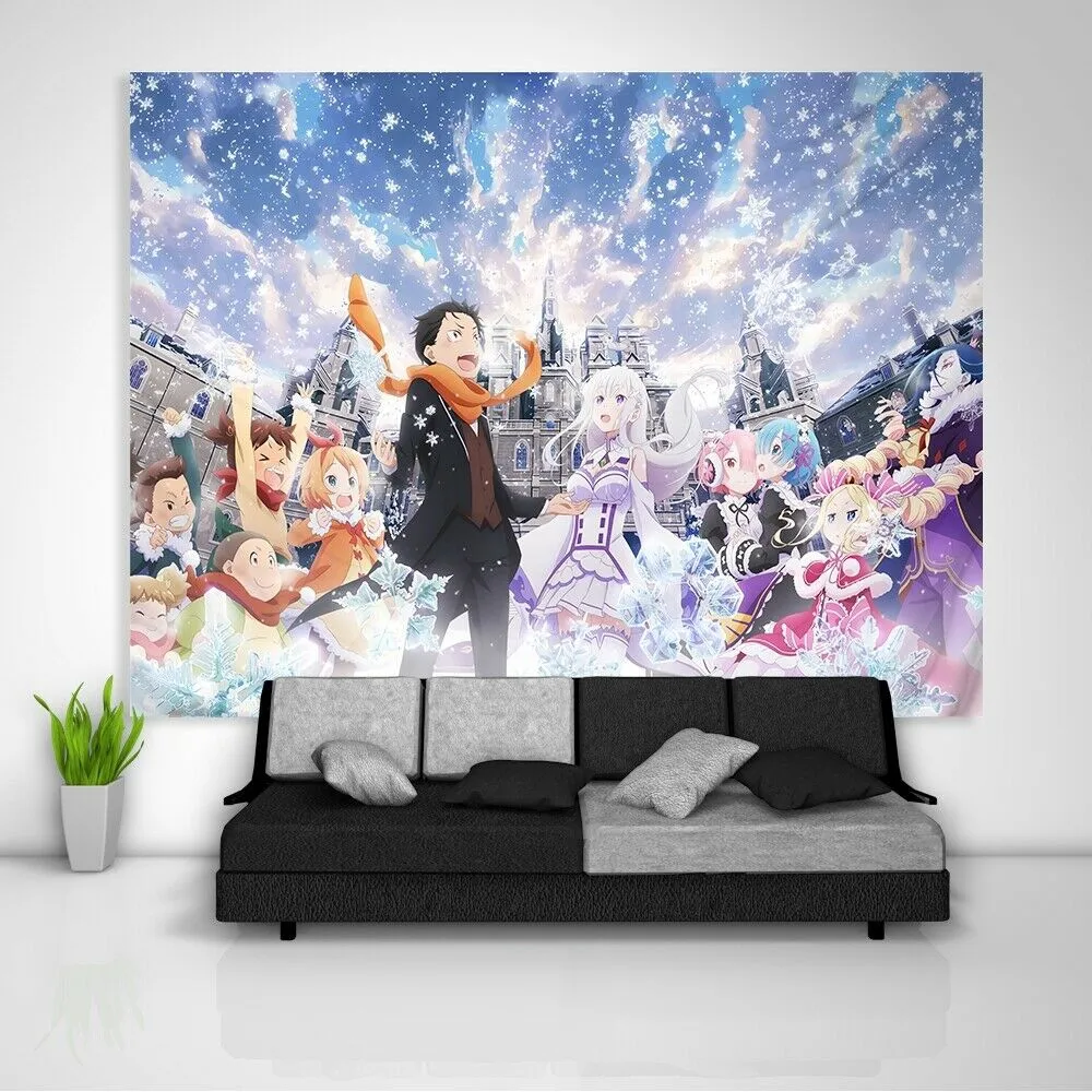 Аниме Re Zero Kara Hajimeru Isekai Seikatsu гобелен настенный кавайный декор комнаты мем фоновая
