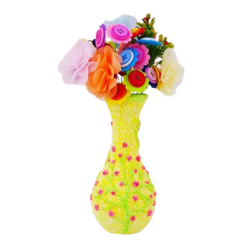 

Colorful Button Fun Vase Flowers Crafts Fun DIY Toy For Girls Boys Birthday Gift Material Package Colorful Button Fun Vase