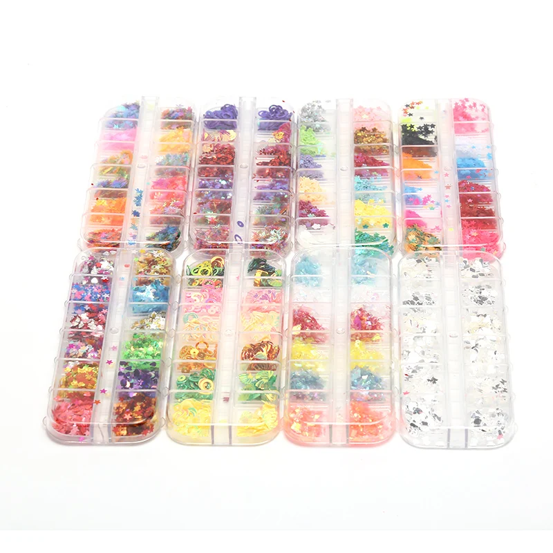 1 коробка = 12 сеток блестки для ногтей нерегулярные хлопья гвоздь художественное