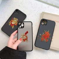 chinese twelve beasts phone case for iphone 13 12 11 7 8 plus mini x xs xr pro max matte transparent cover