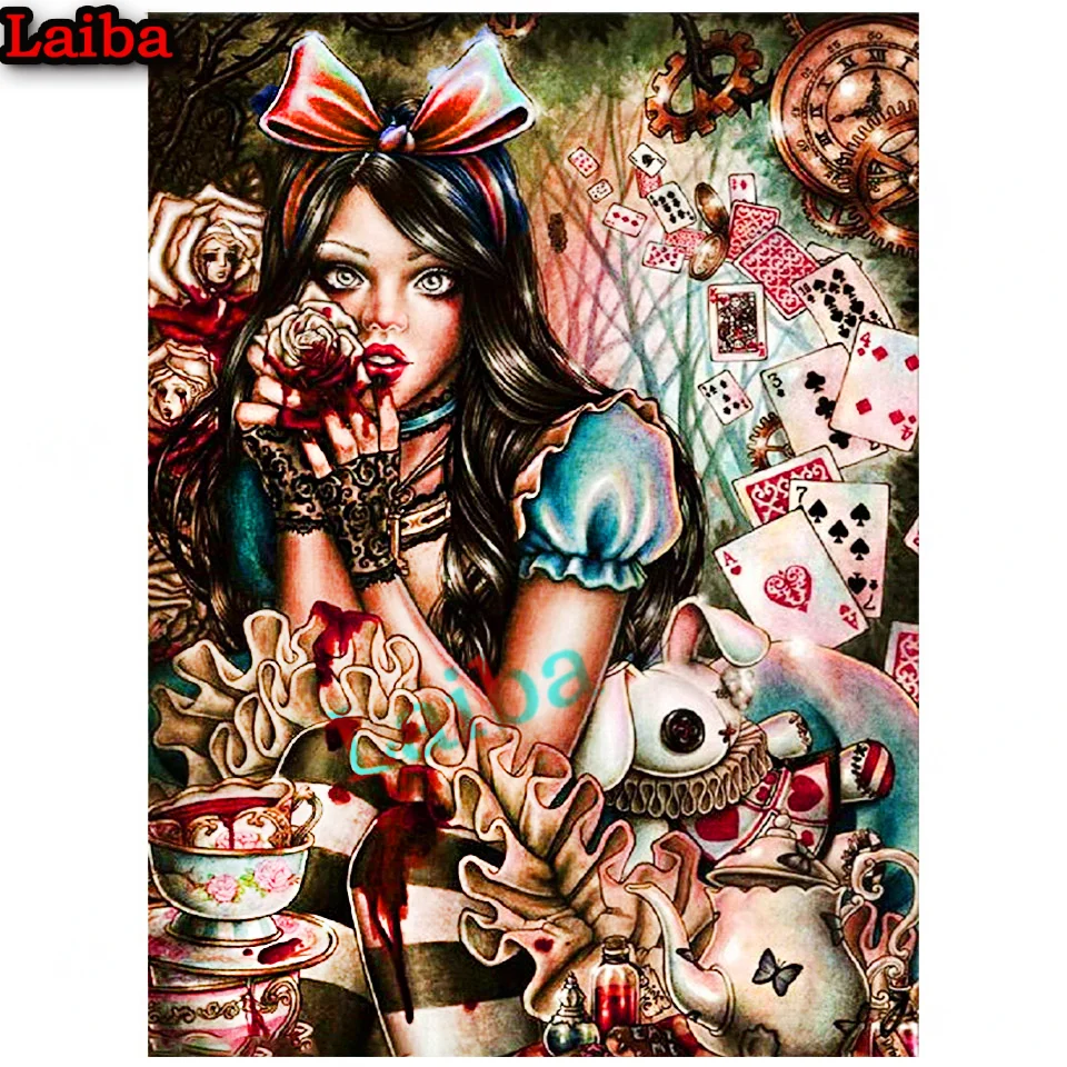 

DIY 5D Diamond Painting Beauty girl Playing cards Cross Stitch Full Drill Diamond Embroidery Mosaic Picture of Rhinestones decor