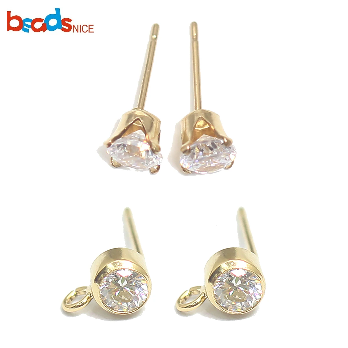 

Beadsnice CZ Stud Earring Gold Filled Cubic Zirconia Ear Post Stud Earrings with Ear Nuts ID39980