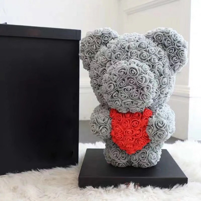 Большой медведь розы с коробкой Роскошная 3D мыльница плюшевый мишка Искусственный цветок розы новогодние подарки дропшиппинг
