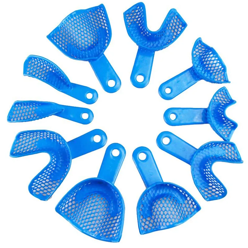 10 шт зубные оттискные ложки Новый стоматологических инструментов Пластик Сталь