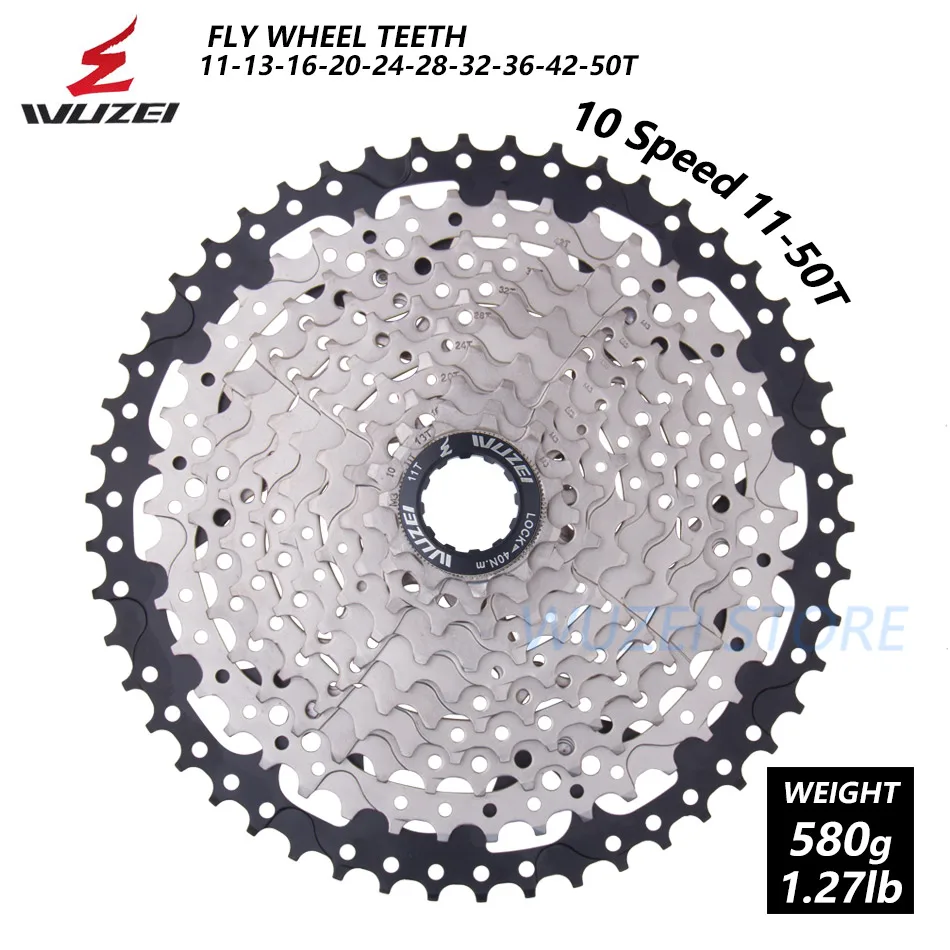 WUZEI 8 S/9 S/10 S/11 S/12 S кассета 32/36/40/42/46/50T Сталь mtb горный велосипед свободного хода Совместимость Shimano - Color: 10 Speed 11-50T