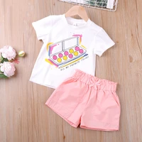 2022 new summer suit clothing sets topshort 2pcs baby girl clothes kids clothes girls cartoon print girl clothing
