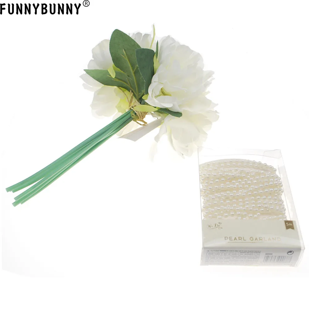 FUNNYBUNNY 5M Elegant Roll Ivory Pearl Trim Garland Strands String for Christmas Cheer Wedding Party Home Decoration Craft | Дом и сад