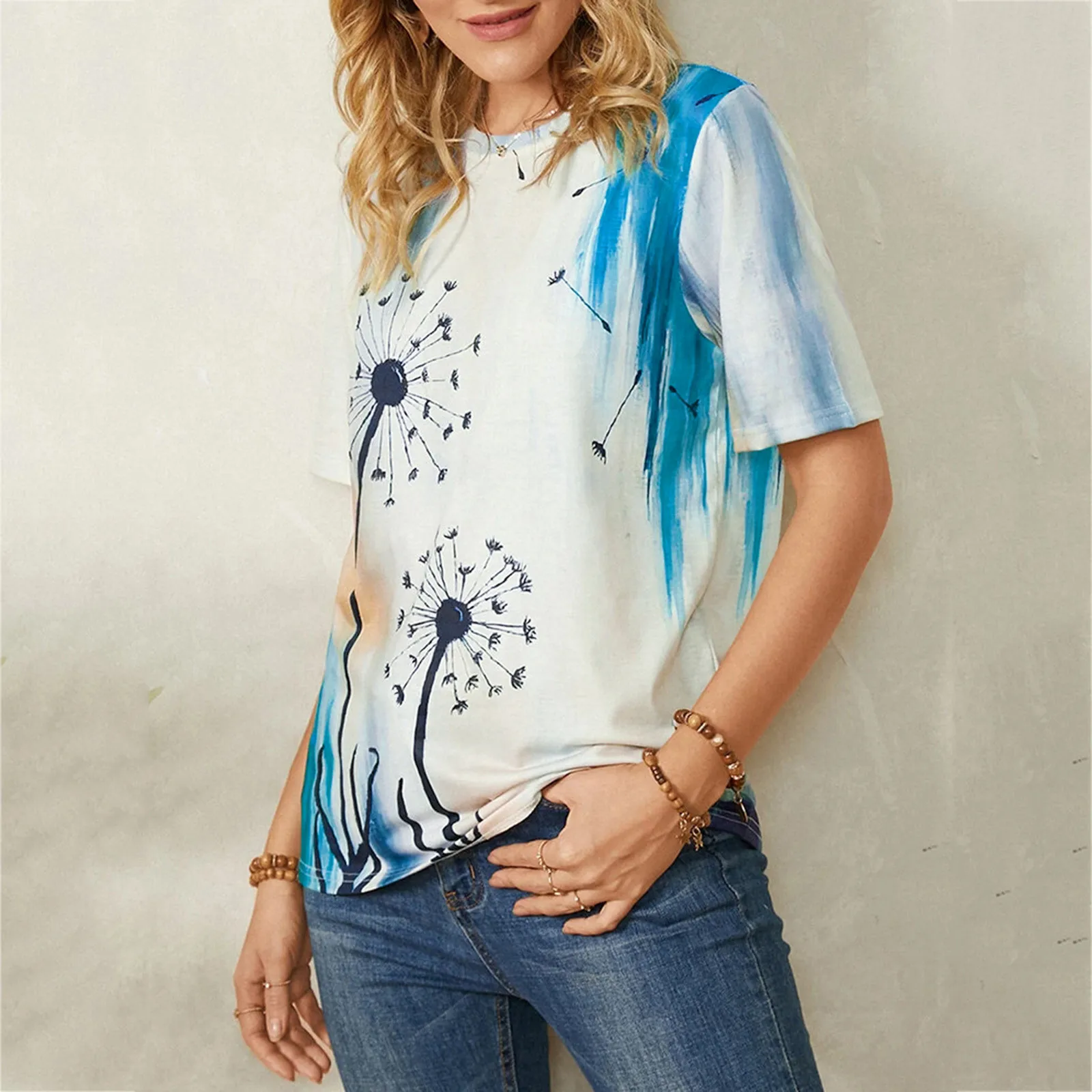 

Для женщин, модное платье с круглым вырезом для шеи, платье с короткими рукавами и принтом свободные футболки для девочек высшего качества н...