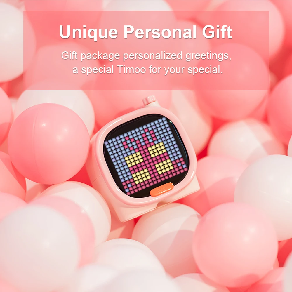 

Divoom Timoo Portable Bluetooth Speaker Wireless Mini with Alarm Clock,Pixel Art,TF Card,Cute Gadget with LED Screen for Desktop