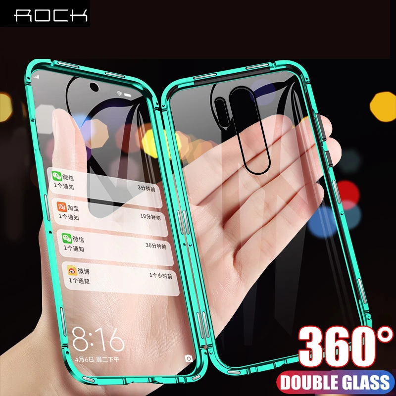 Магнитный чехол Rock 360 с полной защитой для Xiaomi Redmi K20 Note 8 Pro металлический бампер