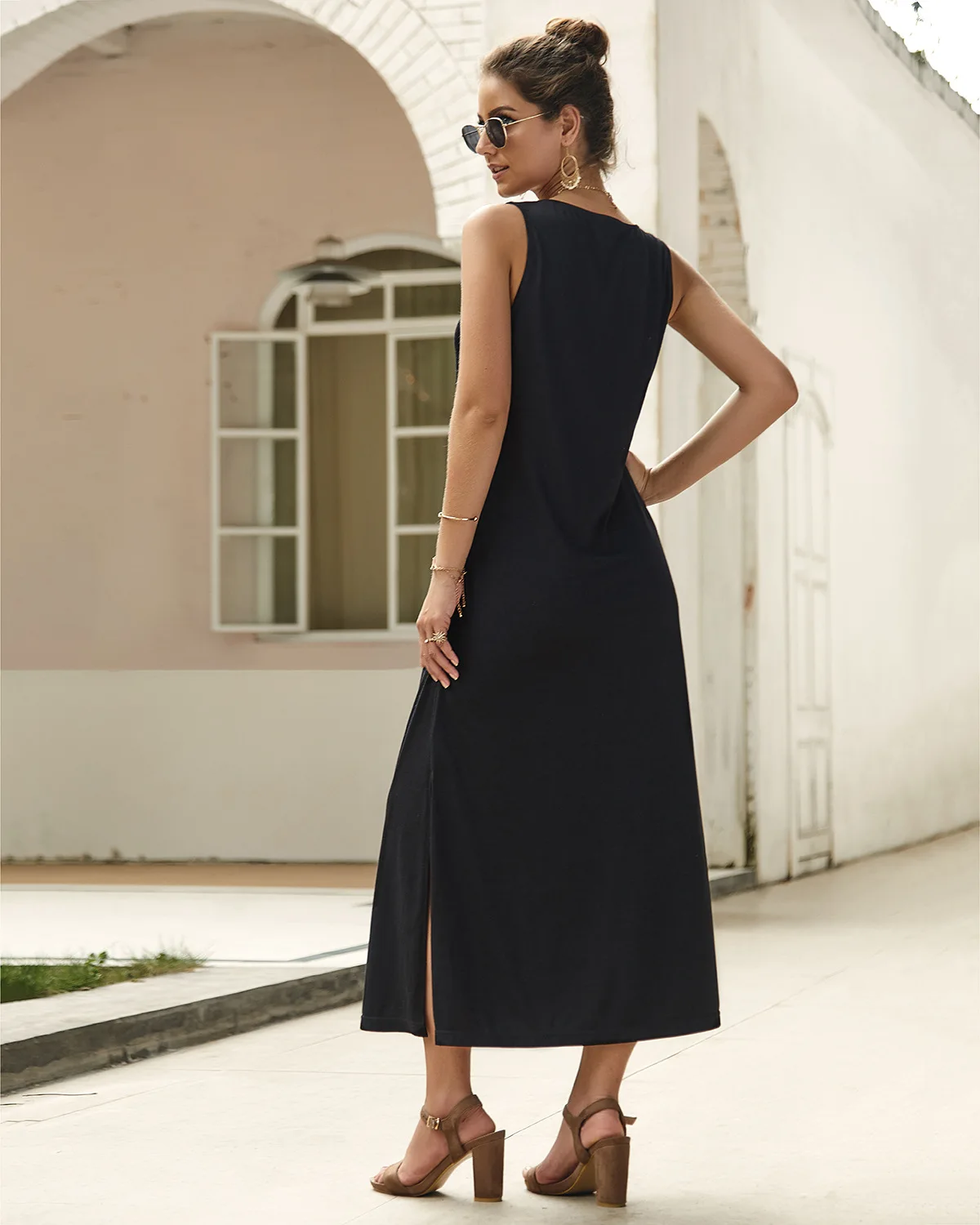 

Dress Women Single Breasted Japanese Loose Dresses a Line Leisure Lovely Korean Elegant 3 Colors Sleeveless Ladies Summer 2021