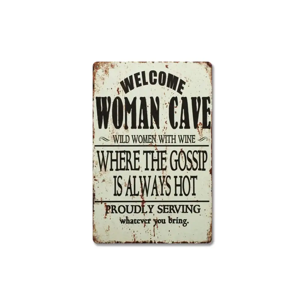 

Классический Ностальгический жестяной знак, приветственная Женская пещера, Забавный внутренний или наружный Настенный декор, домашнее иск...