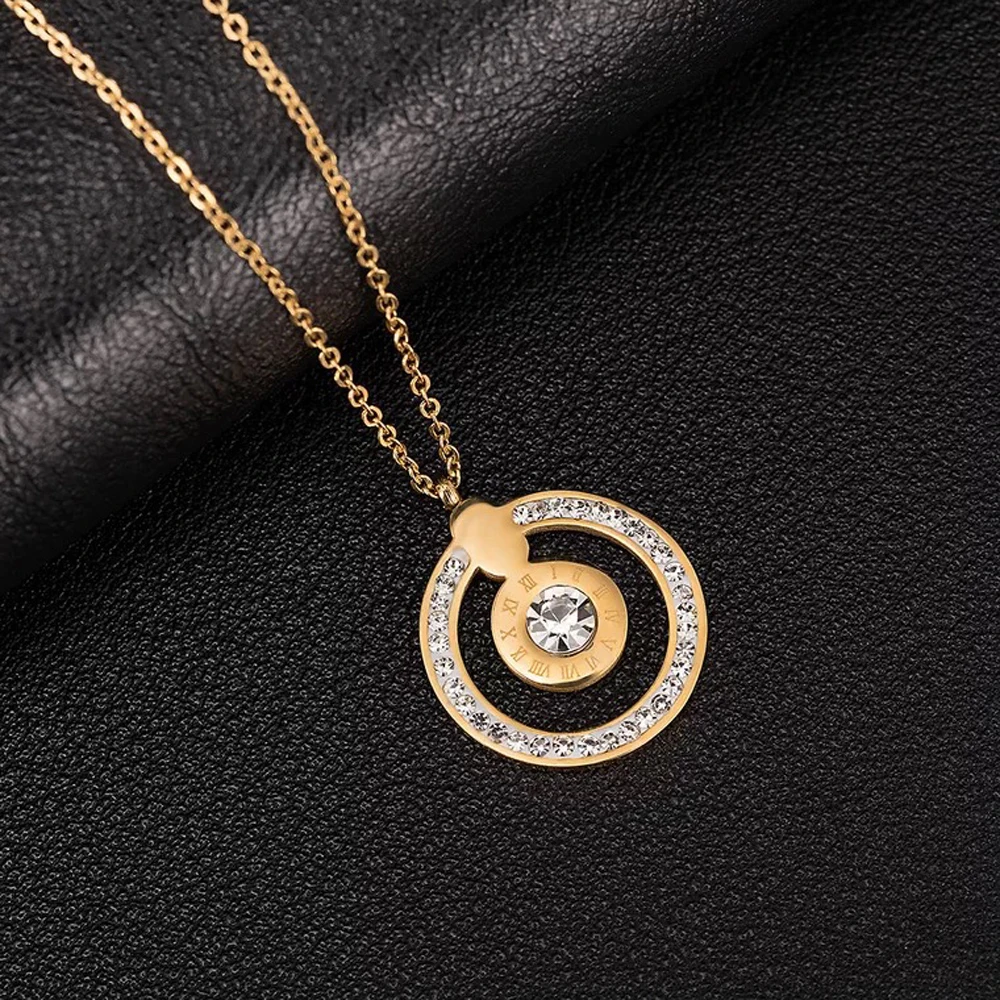 

Gift Watch Set 3 Pcs Rose Gold Flow Sand Diamond Wristwatch With Bracelet Necklace Female Jewelry Set Lady's Wife Mom Gifts