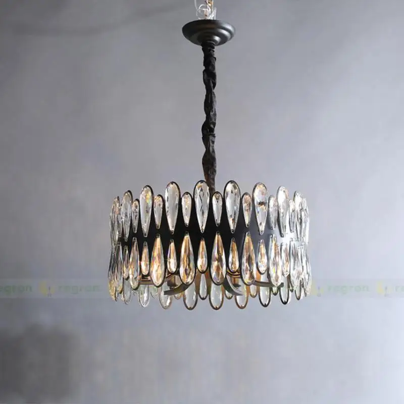 Круглая Роскошная Потолочная люстра светодиодная лампа современная хрустальная