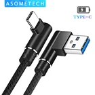 Кабель для зарядки и передачи данных, USB Type-C, 90 градусов, для Samsung S9, S10, S8, 2A, Xiaomi Mi 9, Huawei P30, P20, Mate20