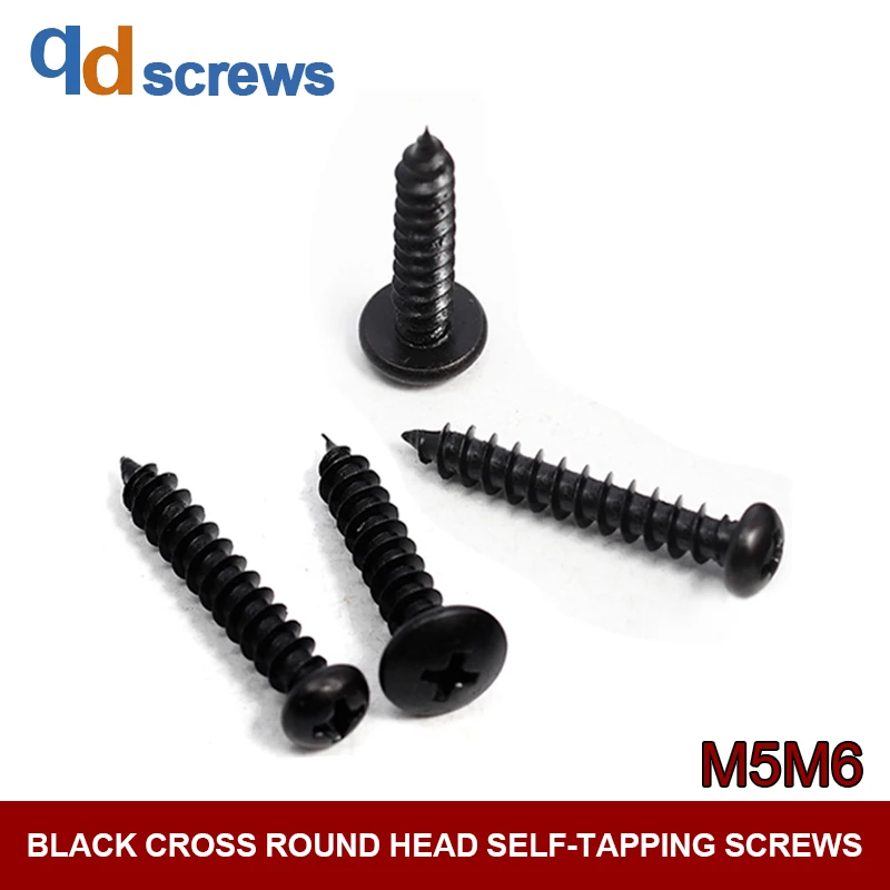

8.8 M5M6 Black Cross Phillips Round Head Self-attack Self-tapping Screws GB845-76 DIN7981 ISO 7049