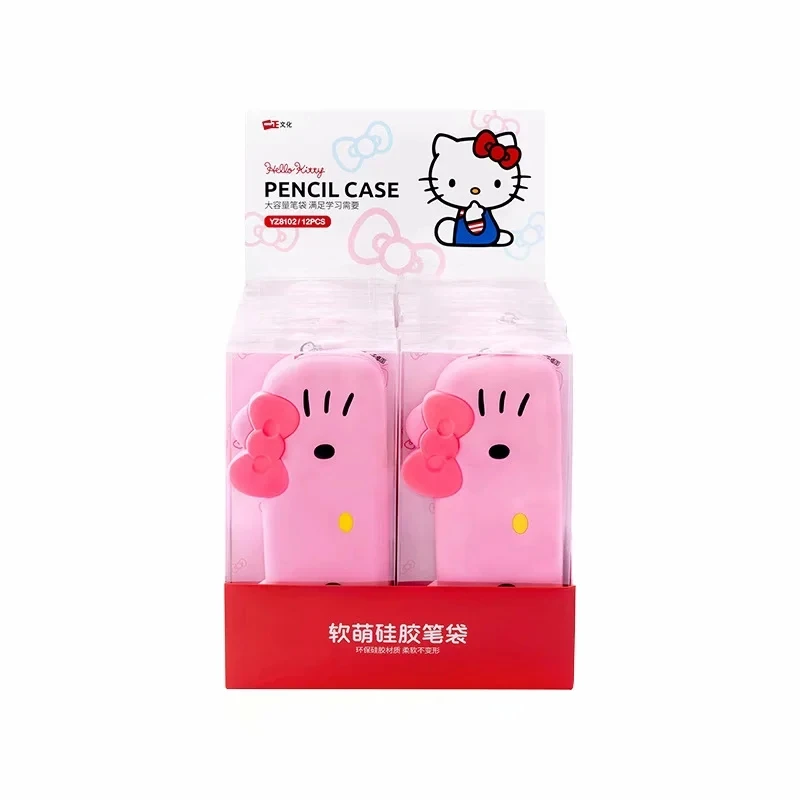 

Kawaii KT Cat Pencil Box Storage Bag Cute Pink Silicone Pen Box Pen Holder Gift Children's Pencil Case School Stationery