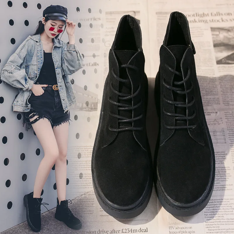 Новинка осени 2019 ботинки мартинсы женские модные Универсальные сапоги трендовые