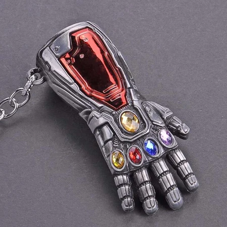 Серебристый 10 шт./лот Мстители 4 танос перчатки брелок фильм Marvel тема автомобиль брелок модные ювелирные изделия вечерние подарки для мужчин - Цвет: Серебристый