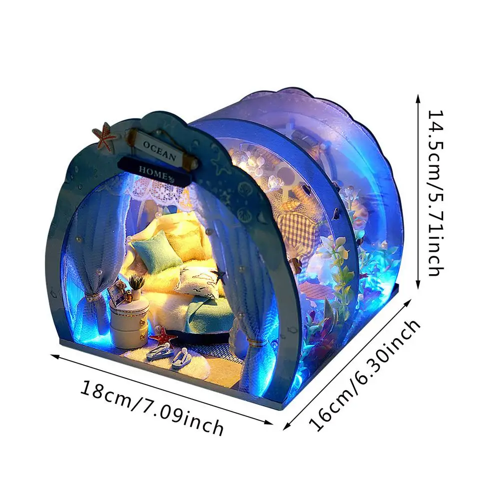 

DIY Wooden Miniature Tent House Handmade DIY House With Furniture Pretend Play Educational Toys For Children Lady Gift