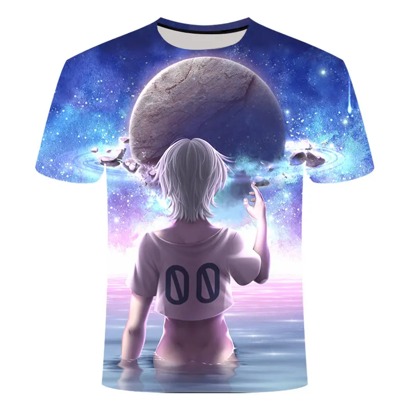 TX061 Blue Flaming tshirt Men/Women t shirt 3d t-shirt Casual Tops Anime Streawear Short Sleeve Tshirt Asian Plus-Size men's clothing - Цвет: TX061