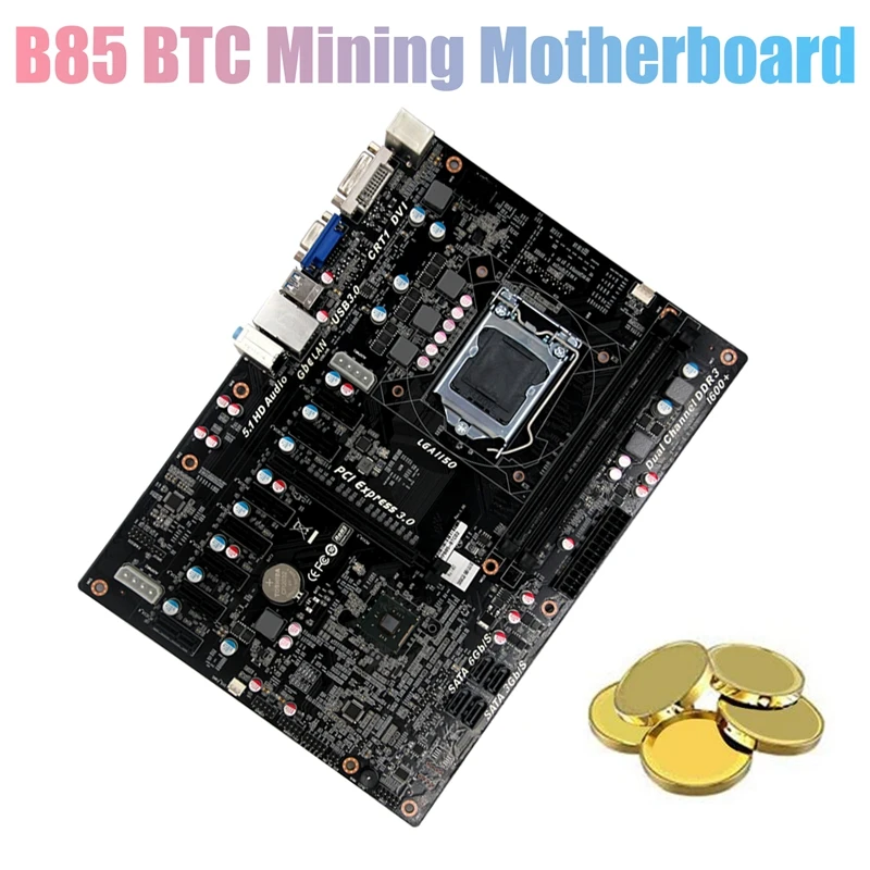 

Материнская плата B85 для майнинга, 2X слоты DDR3, 1xpcie X16 7xpcie X1, поддержка ЦП LGA1150 4Th I3 I5 I7 Pentium Celeron