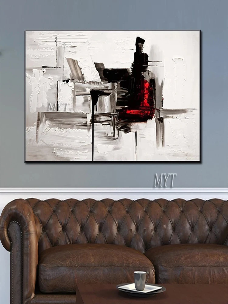 Черная Толстая текстурированная масляная живопись 100% ручная роспись настенное