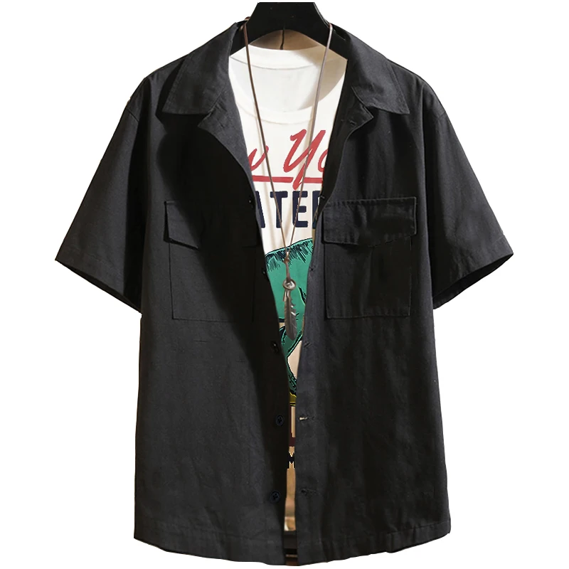 

summer Cotton safari style smen turn-down collar big size shirt 2xl-10XL plus size men's Casual short-sleeve shirts 165 cm
