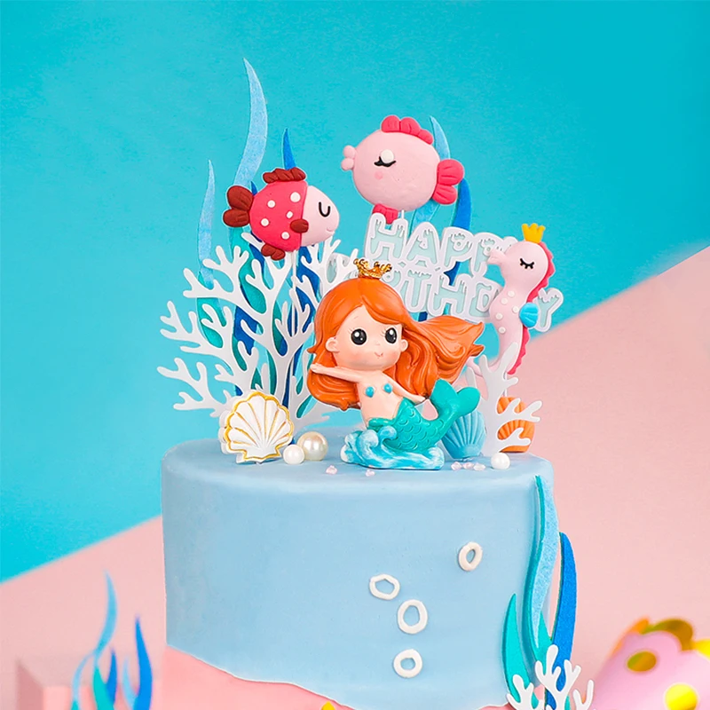 

Русалка счастливая, искусственная ракушка, рыбий хвост, торт, Топпер, детский день, Детские шоу, праздвечерние чные принадлежности, выпечка, ...