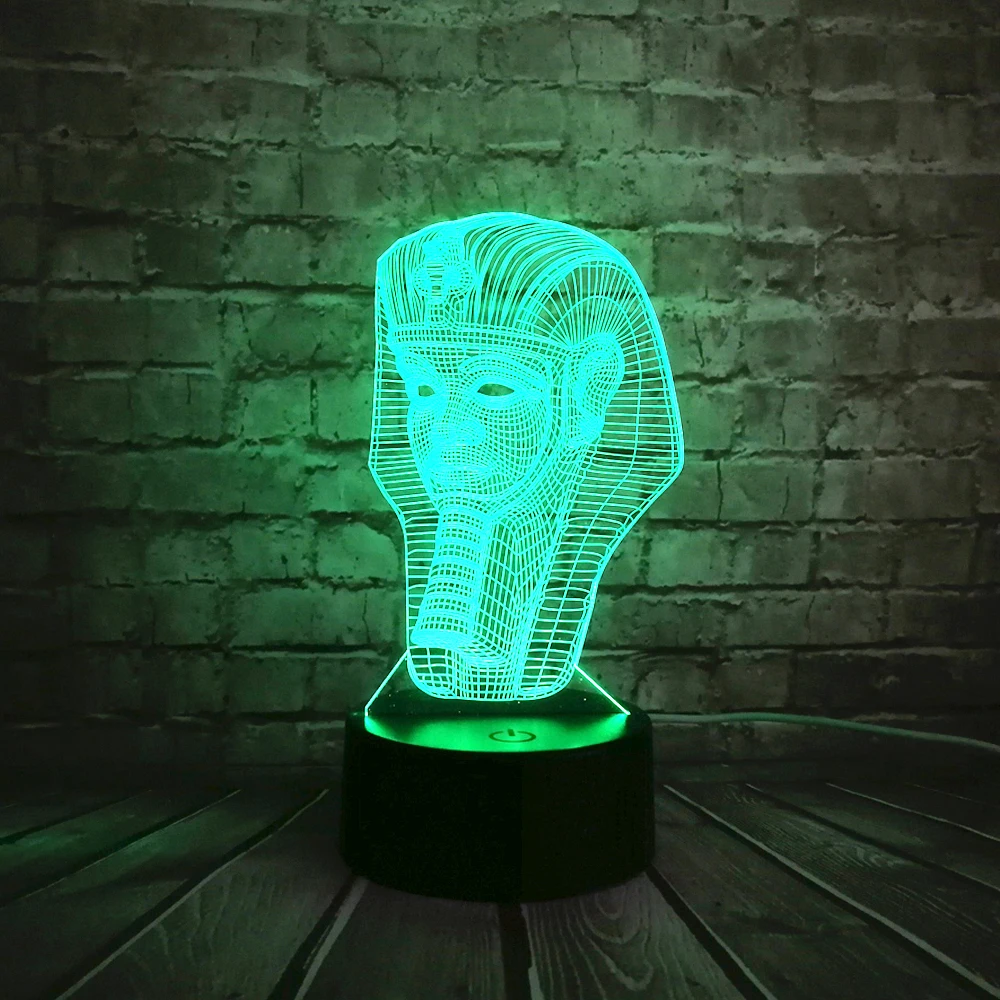 Оптовая продажа RC 3D Египетский Сфинкс Фараон Светодиодная лампа USB ночник
