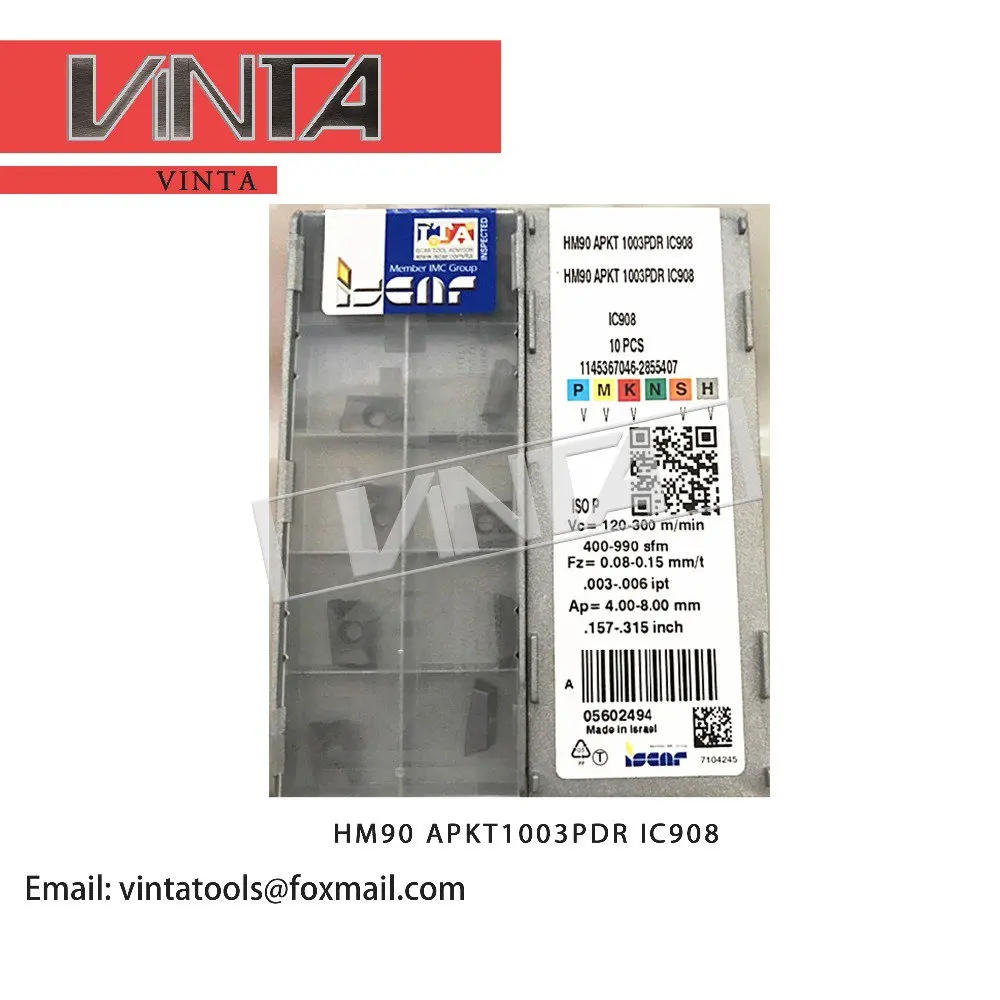 

high quality 20pcs/lots HM90 APKT1003PDR IC908 cnc carbide milling inserts